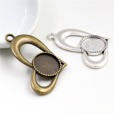 Open Heart Cabochon Pendant Bezel Settings in Two Finishes, finish or style comparison view
