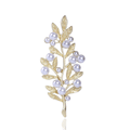 Matte Gold Pearl Leaf Branch Brooch White Pearl Accents view 1