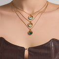 Ocean Scene Round Pendant Necklace in Seven Gold Tone Designs view 4