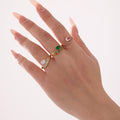 Open Side Zircon Ring Teardrop Stone Pave Band Design view 2