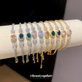 Gold Silver Oval Crystal Slider Tennis Bracelets 10 Styles view 1