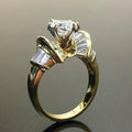 Marquise Solitaire Baguette Fan Ring In Polished Gold Tone view 4