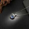 Silver Tone Dragon Frame Blue Evil Eye Pendant Necklace view 5