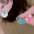 Enamel Sun and Moon Mismatched Stud Earrings in Three Colors view 2