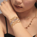 Twisted Open Link Ring Cuff Bracelet Gold Silver Tone view 2