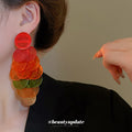 Colorful Disc Cluster Grape Drop Stud Earrings Fashion Jewelry view 4