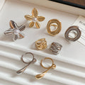Metal Teardrop Open Ring Flower Pearl Ring 3 Styles view 2