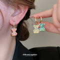 Pastel Crystal Bear Charm Drop Earrings in Two Designs view 1