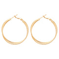Double Layer Textured Hoop Earrings in Gold with Polished Details view 5