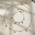 Gold Zircon Flower Teardrop Mariner Charm Necklace Bracelet view 3