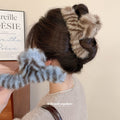 Faux Fur Striped Claw Hair Clips Coffee And Blue Gray view 2