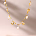 Gold Shell Charm Freshwater Pearl Stainless Steel Necklace view 2