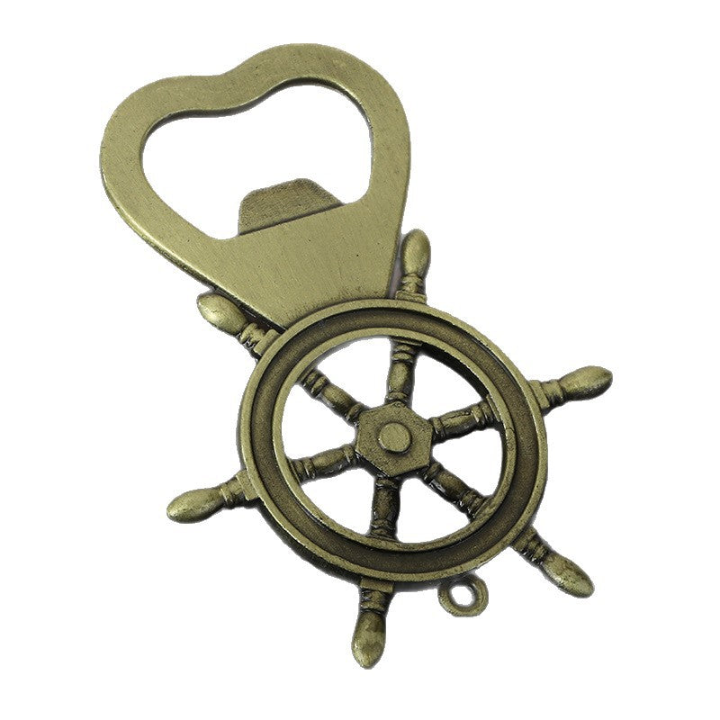 Ship Wheel Bottle Opener Zinc Alloy Keychain Bag Charm