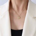 Square Clear Zircon Pendant Necklace and Stud Earrings Set view 9