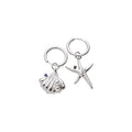 Silver Tone Starfish And Shell Huggie Earrings With Polished Metal Details view 5