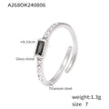 Open Ring Rectangle Glass Stone Crystal Pave Adjustable Band view 8
