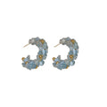 Blue Beaded Open Circle Stud Earrings With Decorative Details view 5
