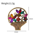 Red Gold Tone Flower Basket Metal Brooch Pin for Jackets and Lapels view 3
