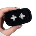 Clear Crystal Four Petal Flower Stud Earrings Fashion Jewelry view 5