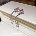 Purple Butterfly and Heart Chain Drop Stud Earrings view 4