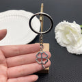 Antique Silver Openwork Four Leaf Clover Metal Keychain view 3