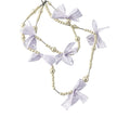 White Lace Bow and Faux Pearl Necklace with Decorative Details view 5