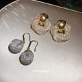 Textured Loop Earrings in Gold Tone Stud and Silver Tone Drop Styles view 4