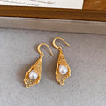 Filigree Drop Earrings With Pearl Centers in Two Finishes view 7