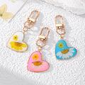 Heart Resin Daisy Keychains Gold Lobster Clasp 3 Colors view 1