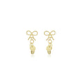 Gold and Silver Bow Disc Fringe Dangle Stud Earrings view 5