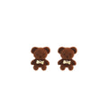 Plaid Bow Teddy Bear Dangle and Teddy Bear Stud Earrings view 5