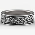 Blackened Metal Celtic Raven Wolf Totem Band Ring Wide view 3