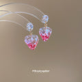 Pink Strawberry Crystal Drop Stud Earrings Fashion Jewelry view 4