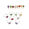 Cushion Cut Multicolor Open Rings Eight-Piece Gold Silver view 5