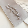 Silver Pearl Star Chain Ear Cuff with Long Delicate Cascading Drops view 6