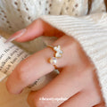 Gold Pearl Rocking Horse Drop Earrings Open Horse Ring view 4