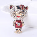 Crystal Leopard Cub Brooch With Heart Shirt in Four Colors view 7