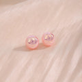 Pink Pearl Look Round Stud Earrings in Four Graduated Sizes view 8