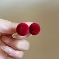 Soft Flocked Ball Stud Earrings in Four Bright Colors view 3