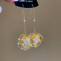 Crystal Flower Drop Threader Earrings in Gold and Silver Tones view 7