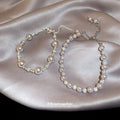 Pink Pearl Rhinestone Spacer Adjustable Bracelets 2 Styles view 2