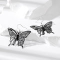 Silver Tone Oversized Openwork Butterfly Hook Earrings view 4