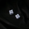 Clear Geometric Crystal Cluster Stud Earrings Silver Tone view 2