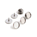Round Flat Pad Pin-Back Brooch Blanks in a Silver Tone view 2