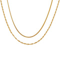 Gold Double Layer Snake And Twisted Chain Necklace Two Strand view 5