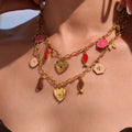 Gold DIY Heart Charm Necklace Bracelet Pendant Set view 3