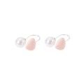 Pink Heart and White Pearl Look No Piercing Ear Clips view 5