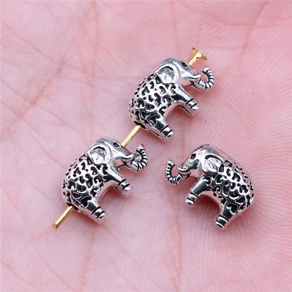 13x8mm 1.38g Antique Silver Zinc Alloy Elephant Small Hole Loose Metal Beads for DIY Jewelry Making