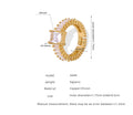 Gold Open Ribbed Ring Square Center Clear Zircon Baguettes view 6