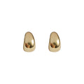 Gold Polished Teardrop Stud Earrings Smooth Bean Shape Pair view 5
